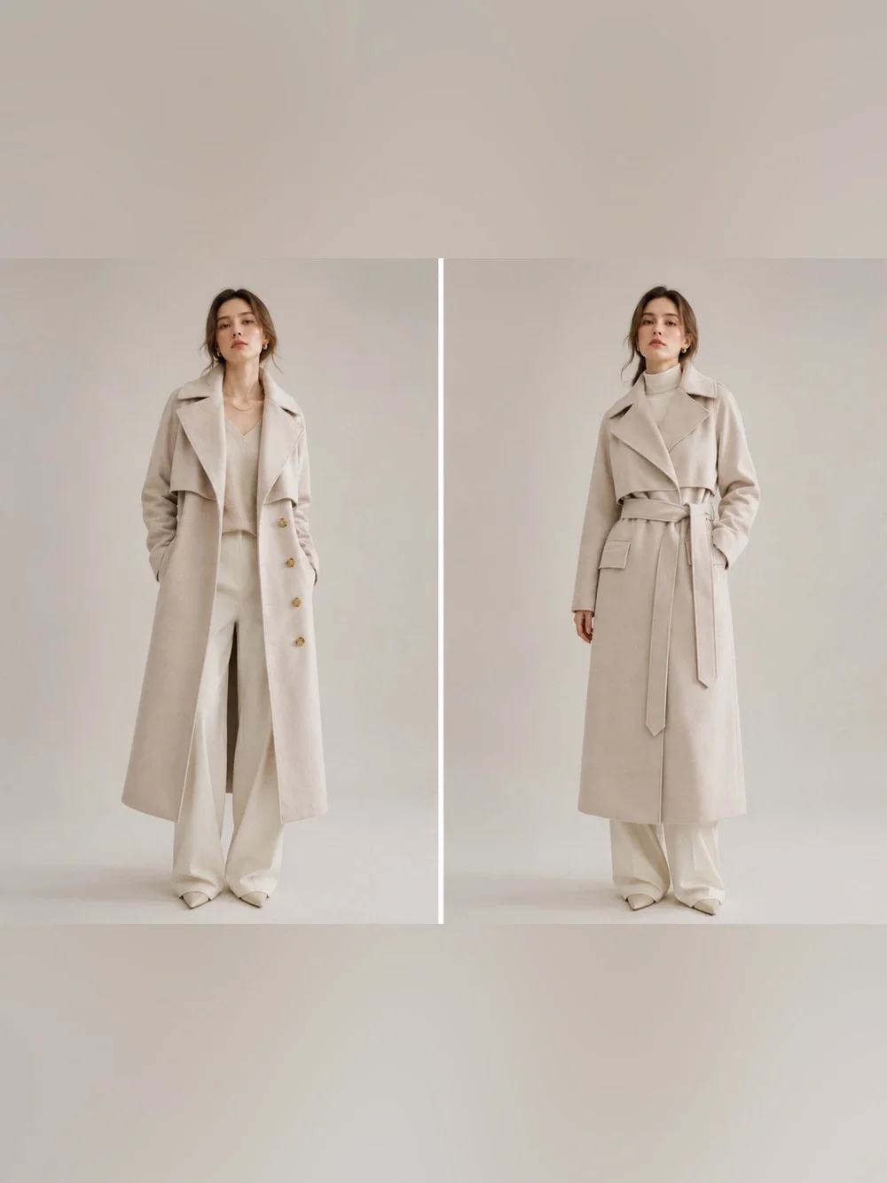Burberry Women's Cashmere Blend Long Coat Beige US 6 - Picture 2 of 12